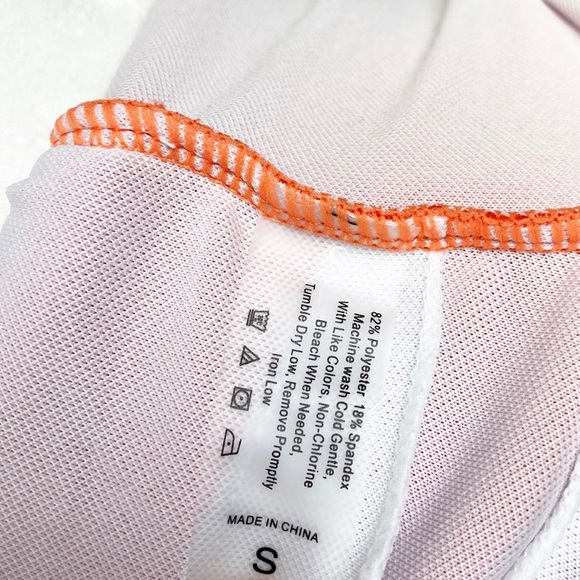 Orange one piece one shoulder knit ribbed swimsuit belted ring faux turtle - Picture 4 of 5